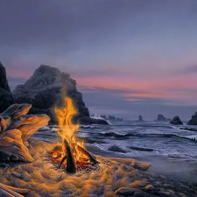 Photo of the painting Beach Bonfire by Stephen Lyman