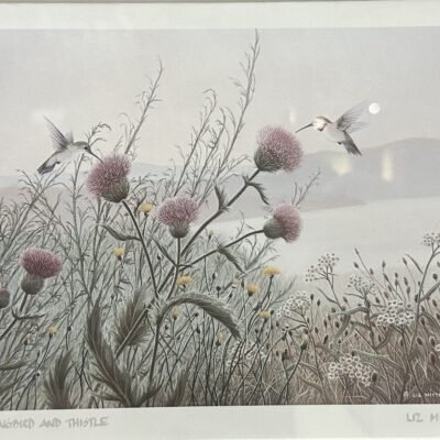 Photo of the painting Hummingbirds and Thistle by Liz Mitten