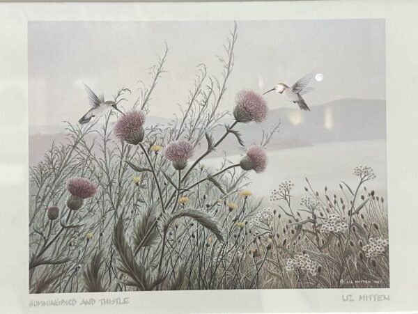 Photo of the painting Hummingbirds and Thistle by Liz Mitten