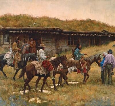 Photo of the painting Trading Post at Chadron Creek by Howard Terpning